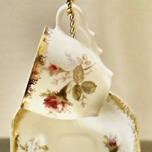 Vintage mintiure Made by Japan Tea Cup and Saucer Set with Rose Motif